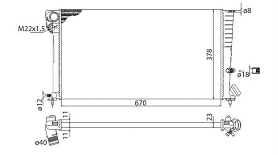 Radiator apa racire motor AUDI A4; CITROEN BERLINGO, XSARA; OPEL ASTRA H, MOVANO; PEUGEOT 306, PARTNER, PARTNERSPACE; PORSCHE 911; RENAULT MEGANE II; VW TRANSPORTER IV 1.5D-3.6 dupa 1993 cod intern: CI3491CE