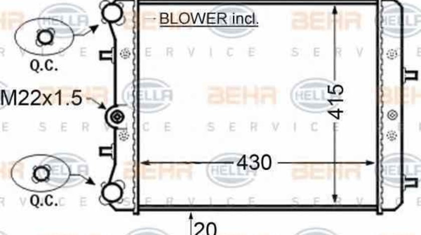 Radiator apa racire motor SKODA FABIA Combi 6Y5 HELLA 8MK 376 704-601