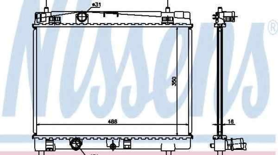 Radiator apa racire motor TOYOTA YARIS (SCP9_, NSP9_, KSP9_, NCP9_, ZSP9_) NISSENS 64671A