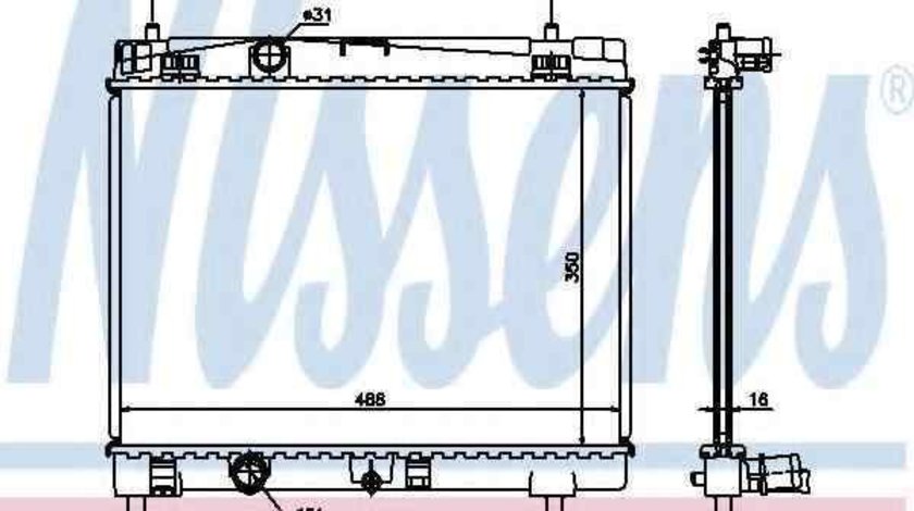 Radiator apa racire motor TOYOTA YARIS (SCP9_, NSP9_, KSP9_, NCP9_, ZSP9_) NISSENS 64671A