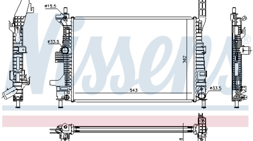 Radiator apa racire motor (transmisie manuala) FORD C-MAX II, FOCUS III, GRAND C-MAX, KUGA II, TOURNEO CONNECT V408, TRANSIT CONNECT, TRANSIT CONNECT V408 1.5D/1.6 d dupa 2010 cod intern: CI4323CE