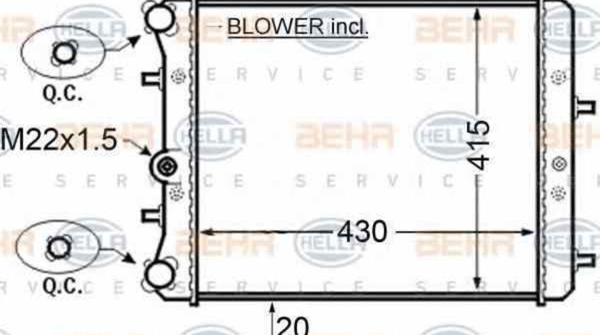 Radiator apa racire motor VW POLO 9N HELLA 8MK 376 704-601