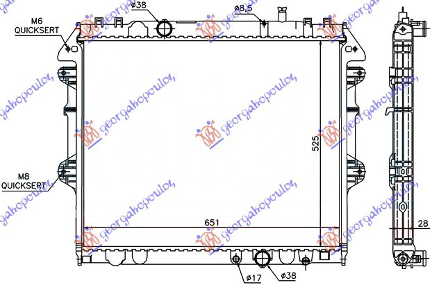 Radiator Apa - Toyota Hilux- 2 Usi/4usi 2005 , 16400-0l120