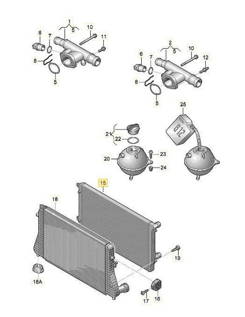 Radiator apa Volkswagen Golf 5 (1K1) [Fabr 2004-2008] 1K0121251N 2.0 TDI BKD 103 KW / 140CP