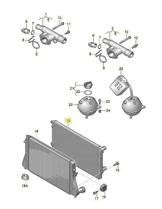 Radiator apa Volkswagen Touran (1T1, 1T2) [Fabr 2003-2010] 1K0121251N 2.0 TDI BKD 103 KW / 140CP