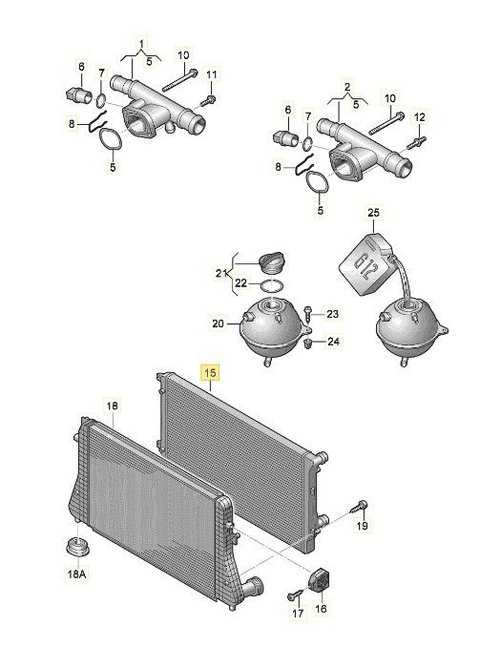 Radiator apa Volkswagen Touran (1T1, 1T2) [Fabr 2003-2010] 1K0121251N 2.0 TDI BKD 103 KW / 140CP