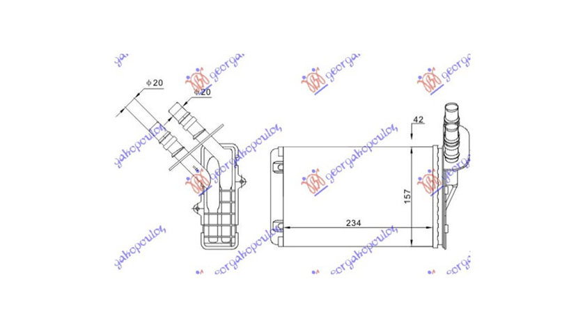 Radiator Calorifer caldura Renault Symbol 2 2008-2013 NOU 7701044790 7701045552 +/-AC (234x157)