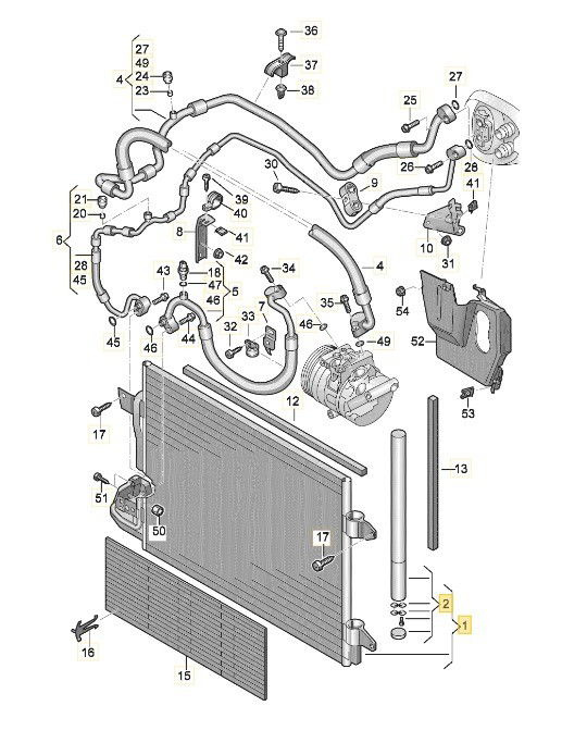 Radiator clima / AC Volkswagen Touran (1T1, 1T2) [Fabr 2003-2010] 1T0820411E 2.0 TDI BKD 103 KW / 140CP