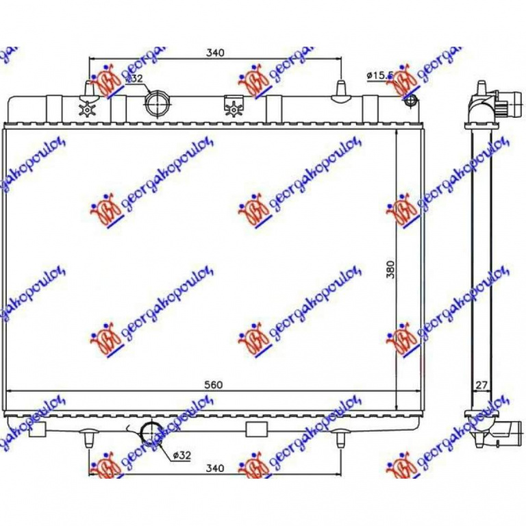 Radiator Diesel (?Razed) (38x56x2 7) - Peugeot 2008 , 1330.P8