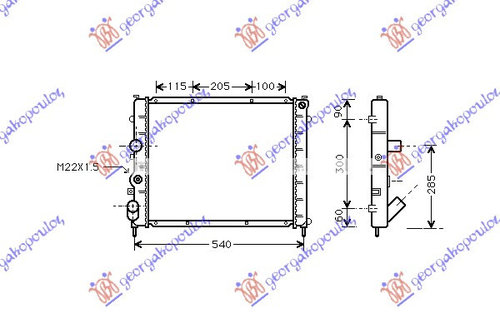 Radiator Dsl(48x44x40)(Fun Screw) - Renault Kangoo 1998 , 7700304932