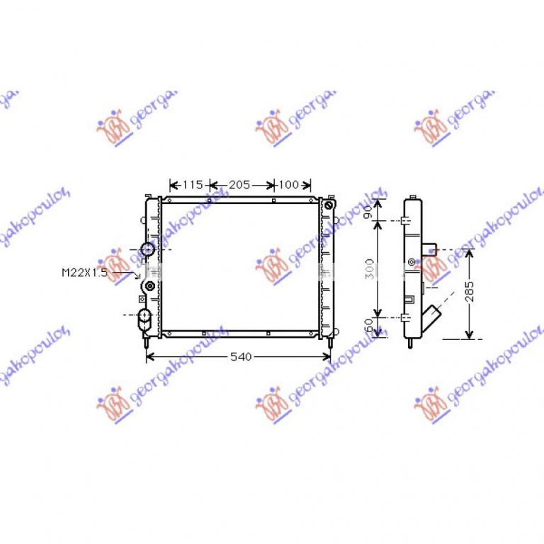 Radiator Dsl(48x44x40) (Valeo Classic) - Renault Kangoo 1998 , 7700304932