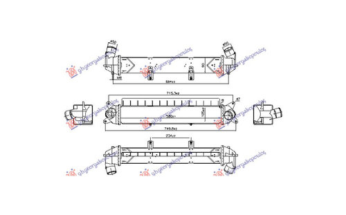 Radiator intercooler Hyundai Kona 1.0 2020-2023 NOU 2827004560 (580x108x90)