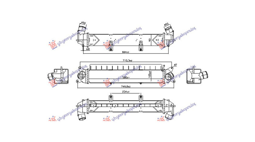 Radiator intercooler Hyundai Kona 1.0 2020-2023 NOU 2827004560 (580x108x90)