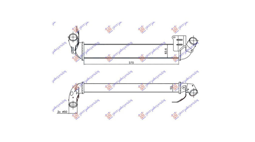 Radiator intercooler Renault Clio 2 1.5 dCi 2001-2006 NOU 8200245599 8200742599 (570x84x50)