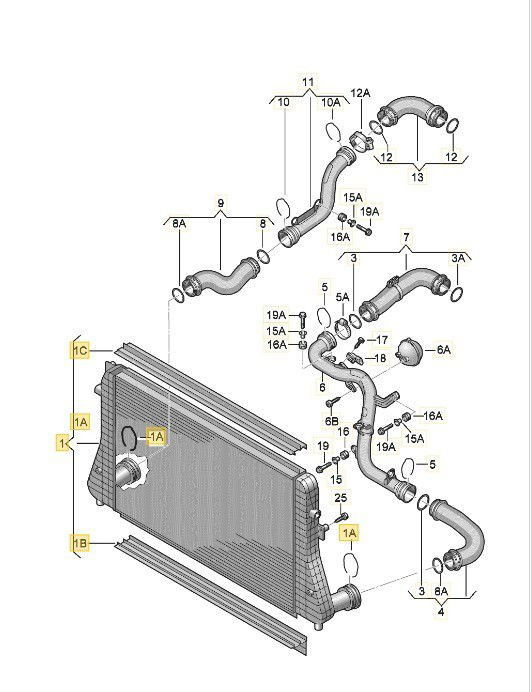 Radiator intercooler Skoda Superb II (3T4) [Fabr 2008-2015] 1K0145803S 2.0 TDI BKD 103 KW / 140CP
