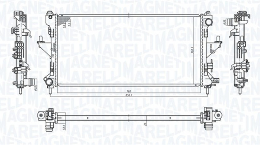 Radiator, racire motor (350213198200 MAGNETI MARELLI) Citroen,FIAT,PEUGEOT