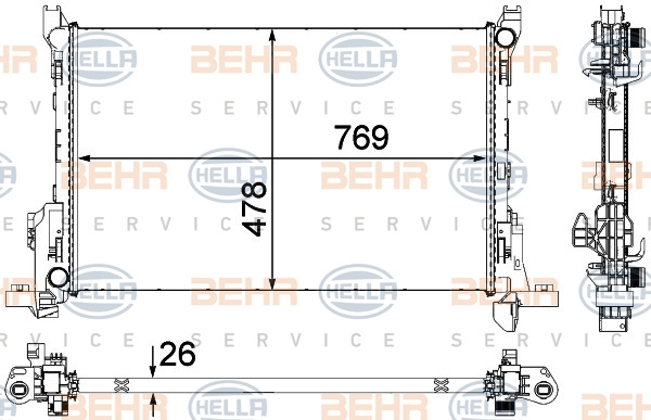 Radiator, racire motor (8MK376701581 HELLA) OPEL,RENAULT,VAUXHALL