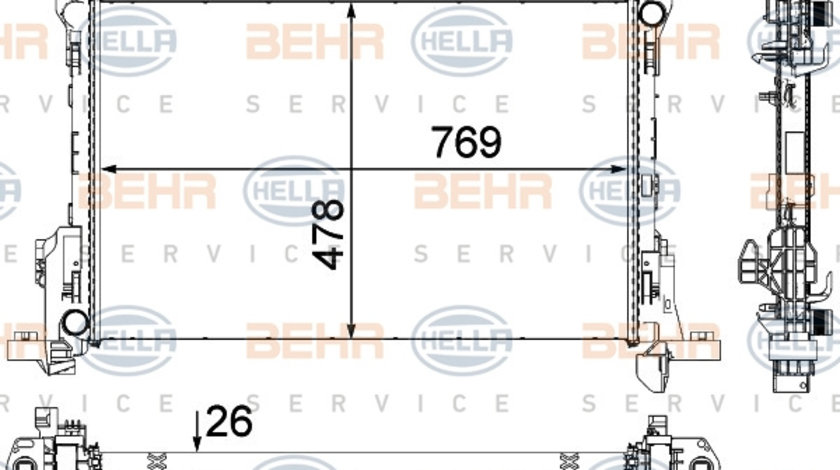 Radiator, racire motor (8MK376701581 HELLA) OPEL,RENAULT,VAUXHALL