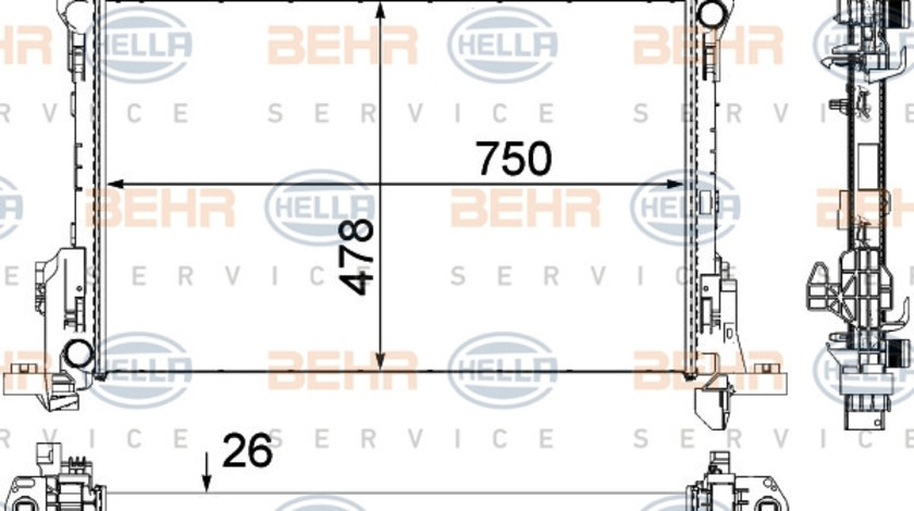 Radiator, racire motor (8MK376701591 HELLA) OPEL,RENAULT,VAUXHALL