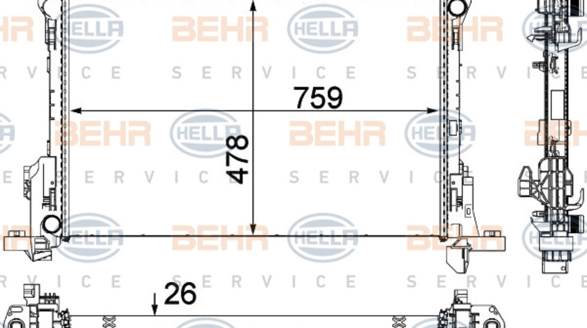 Radiator, racire motor (8MK376701601 HELLA) OPEL,RENAULT,VAUXHALL