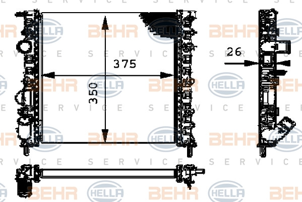 Radiator, racire motor (8MK376712634 HELLA) RENAULT