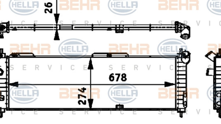 Radiator, racire motor (8MK376713574 HELLA) BUICK (SGM),CHEVROLET (SGM),HOLDEN,OPEL,VAUXHALL