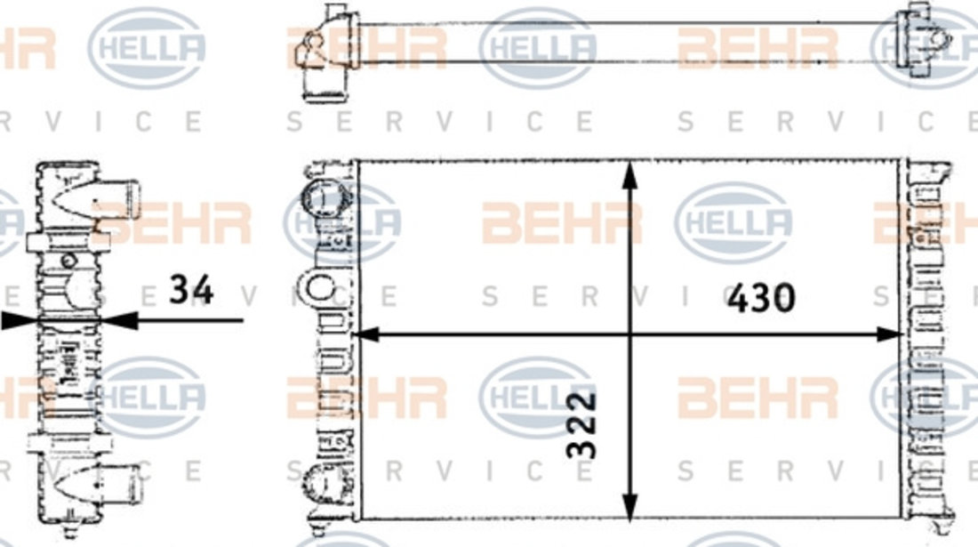 Radiator, racire motor (8MK376713744 HELLA) VW