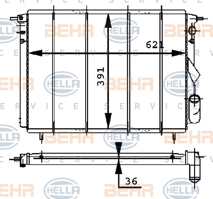 Radiator, racire motor (8MK376716211 HELLA) RENAULT