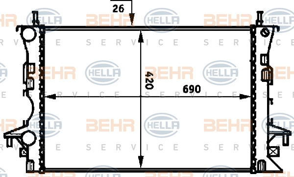 Radiator, racire motor (8MK376716284 HELLA) RENAULT
