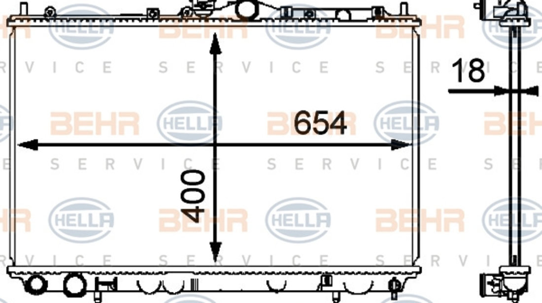 Radiator, racire motor (8MK376718541 HELLA) MITSUBISHI