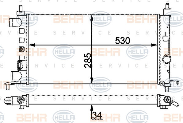 Radiator, racire motor (8MK376722444 HELLA) OPEL,VAUXHALL