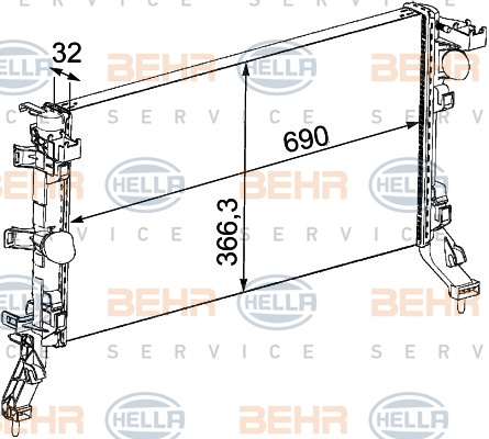 Radiator, racire motor (8MK376745191 HELLA) RENAULT