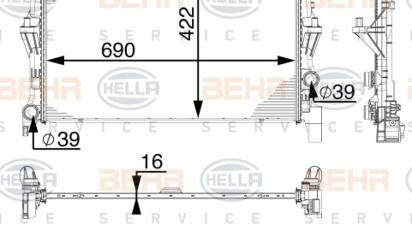 Radiator, racire motor (8MK376745501 HELLA) MERCEDES-BENZ