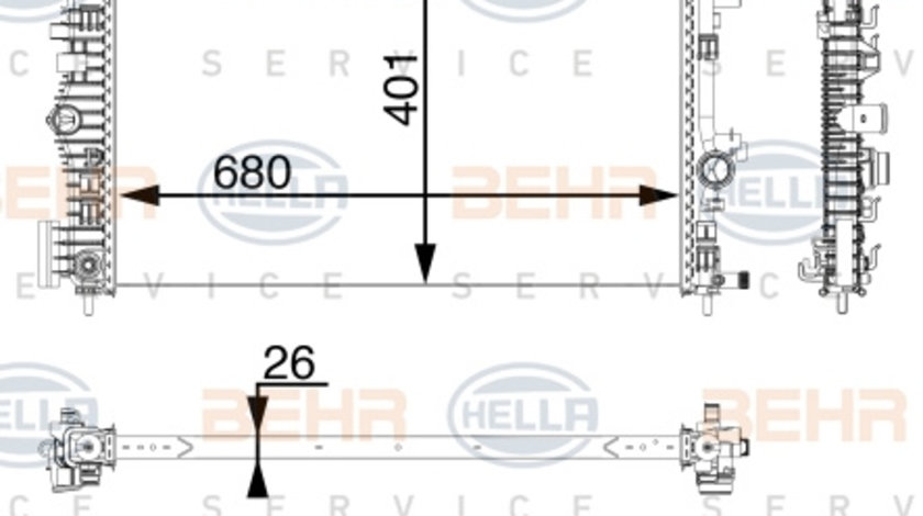 Radiator, racire motor (8MK376747411 HELLA) OPEL,VAUXHALL