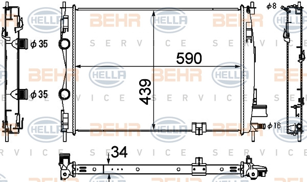 Radiator, racire motor (8MK376753691 HELLA) NISSAN