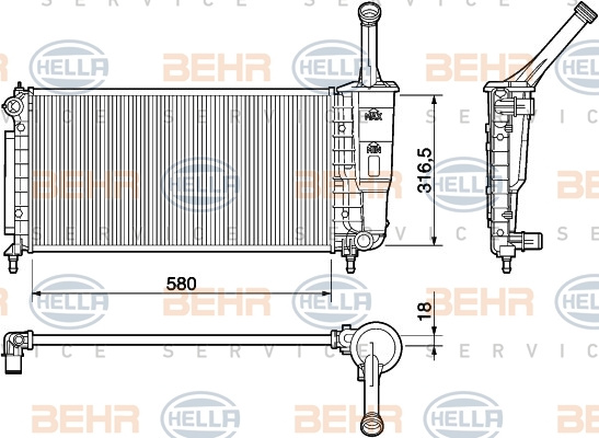 Radiator, racire motor (8MK376754384 HELLA) FIAT,LANCIA