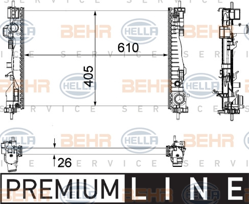 Radiator, racire motor (8MK376756251 HELLA) ALFA ROMEO