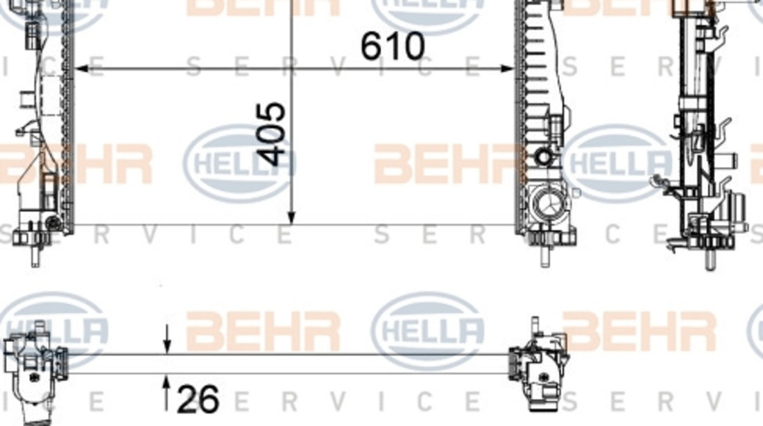 Radiator, racire motor (8MK376756251 HELLA) ALFA ROMEO