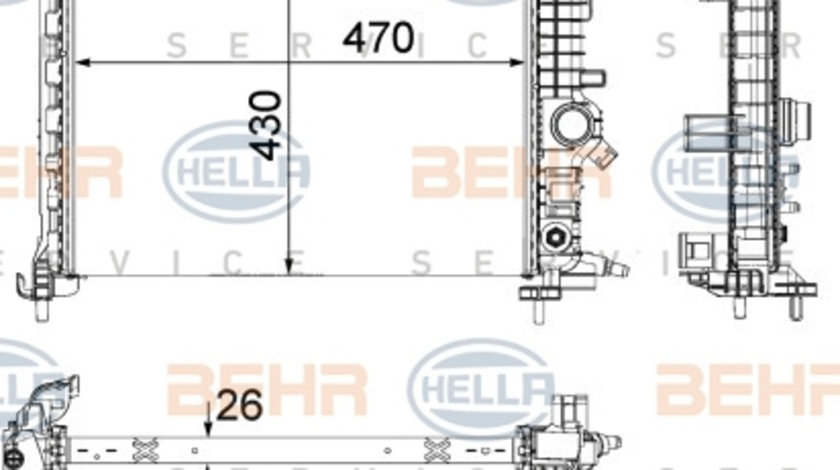 Radiator, racire motor (8MK376756471 HELLA) OPEL,VAUXHALL