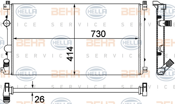 Radiator, racire motor (8MK376780671 HELLA) NISSAN,OPEL,RENAULT,VAUXHALL