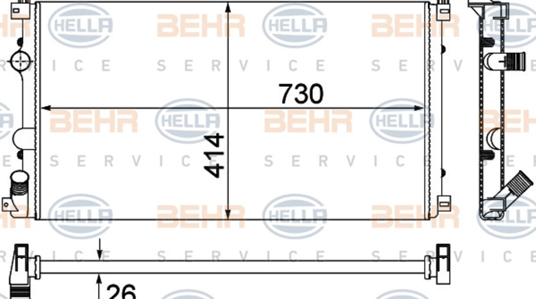 Radiator, racire motor (8MK376780671 HELLA) NISSAN,OPEL,RENAULT,VAUXHALL