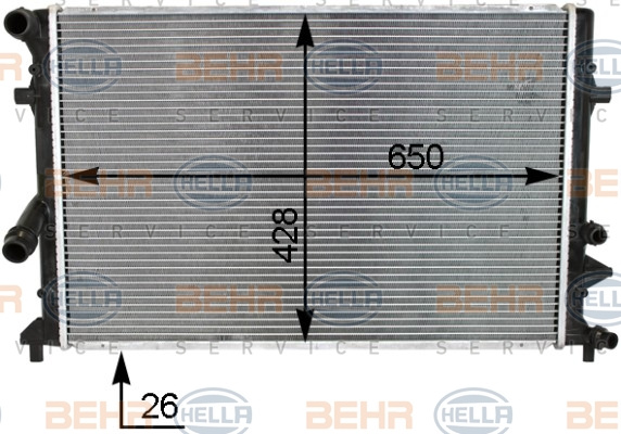 Radiator, racire motor (8MK376790551 HELLA) AUDI,SKODA,VW