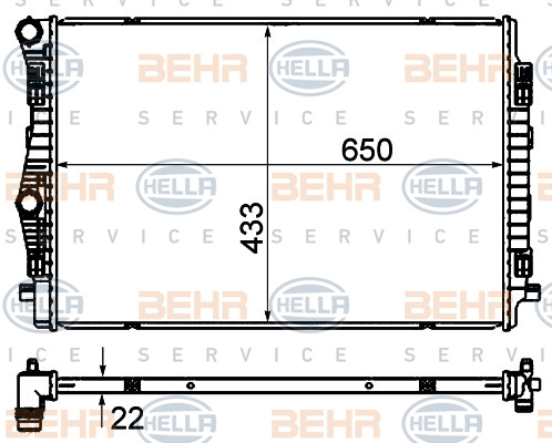Radiator, racire motor (8MK376901384 HELLA) AUDI,SEAT,SKODA,VW