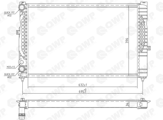 Radiator, racire motor AUDI A4 (8D2, B5) (1994 - 2001) QWP WRA109 piesa NOUA
