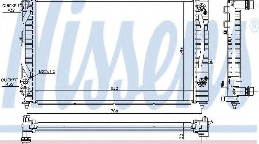 Radiator, racire motor AUDI A4 (8D2, B5) (1994 - 2001) NISSENS 60229 piesa NOUA