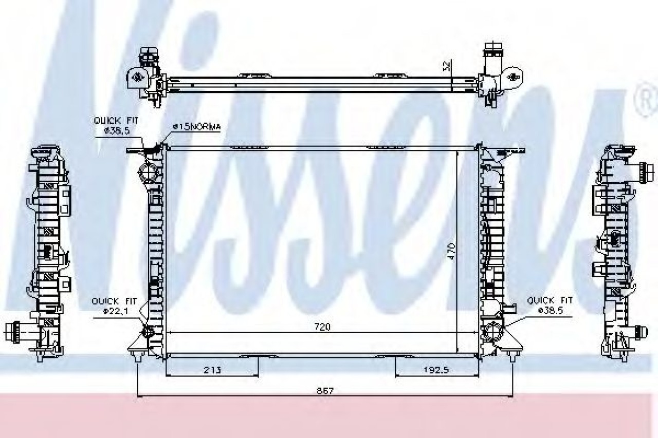 Radiator, racire motor AUDI A4 (8K2, B8) (2007 - 2015) NISSENS 60317 piesa NOUA