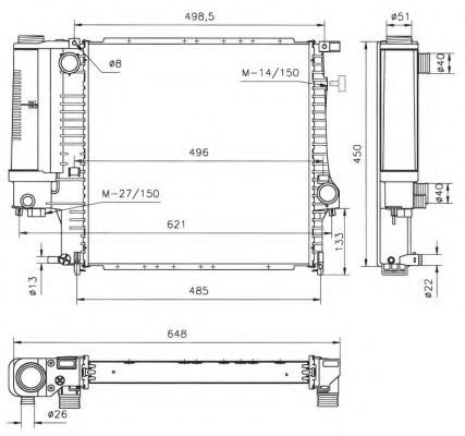 Radiator, racire motor BMW Seria 3 (E36) (1990 - 1998) NRF 53849 piesa NOUA