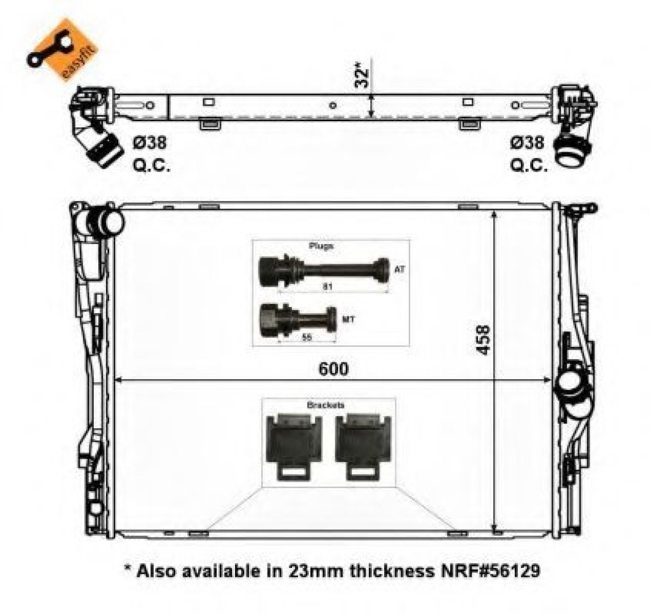 Radiator, racire motor BMW Seria 3 (E90) (2005 - 2011) NRF 53473 piesa NOUA