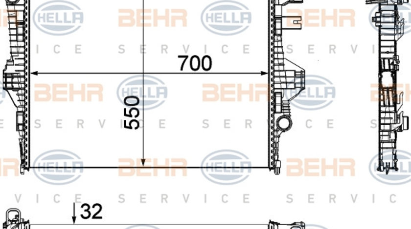 Radiator, racire motor centru (8MK376756341 HELLA) PORSCHE,VW