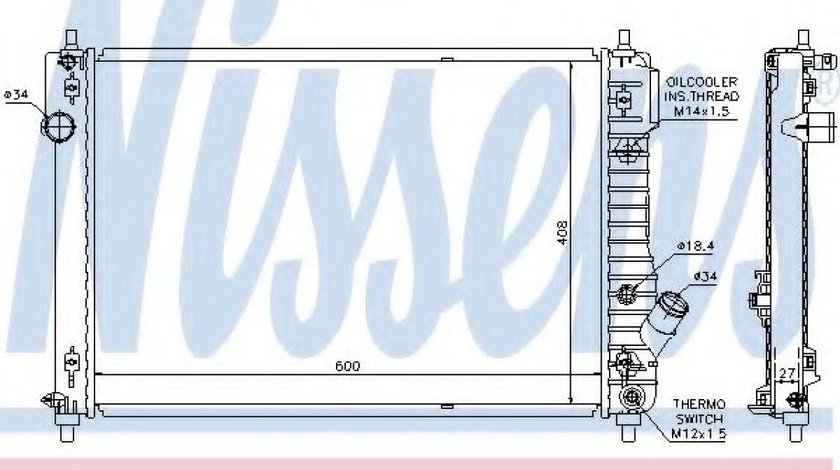 Radiator, racire motor CHEVROLET AVEO Limuzina (T250, T255) (2005 - 2016) NISSENS 61687 piesa NOUA